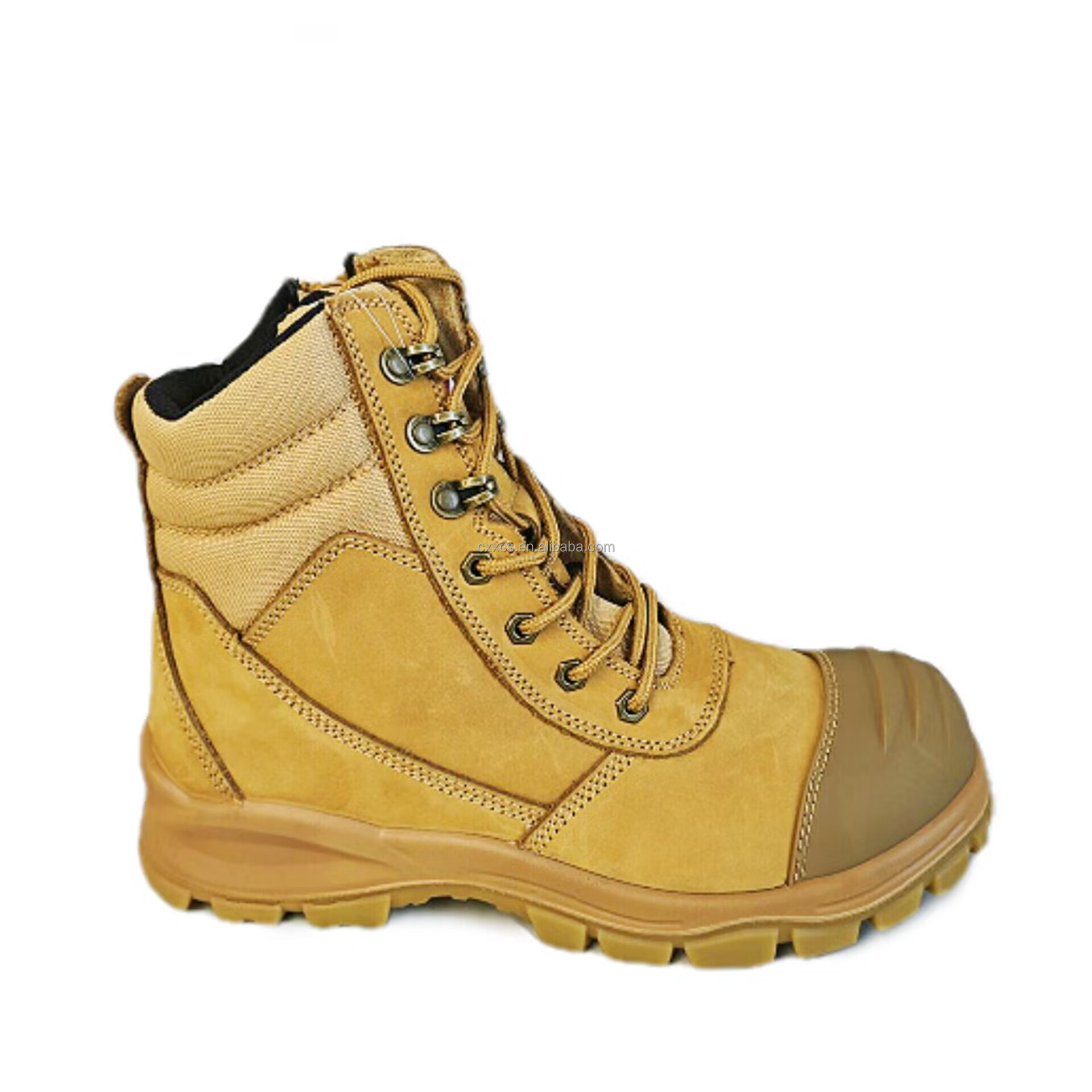 Safety Boots with Zipper Industrial Men Sport Utility Insulated Waterproof Site Sandstone Safety Shoes Wheat