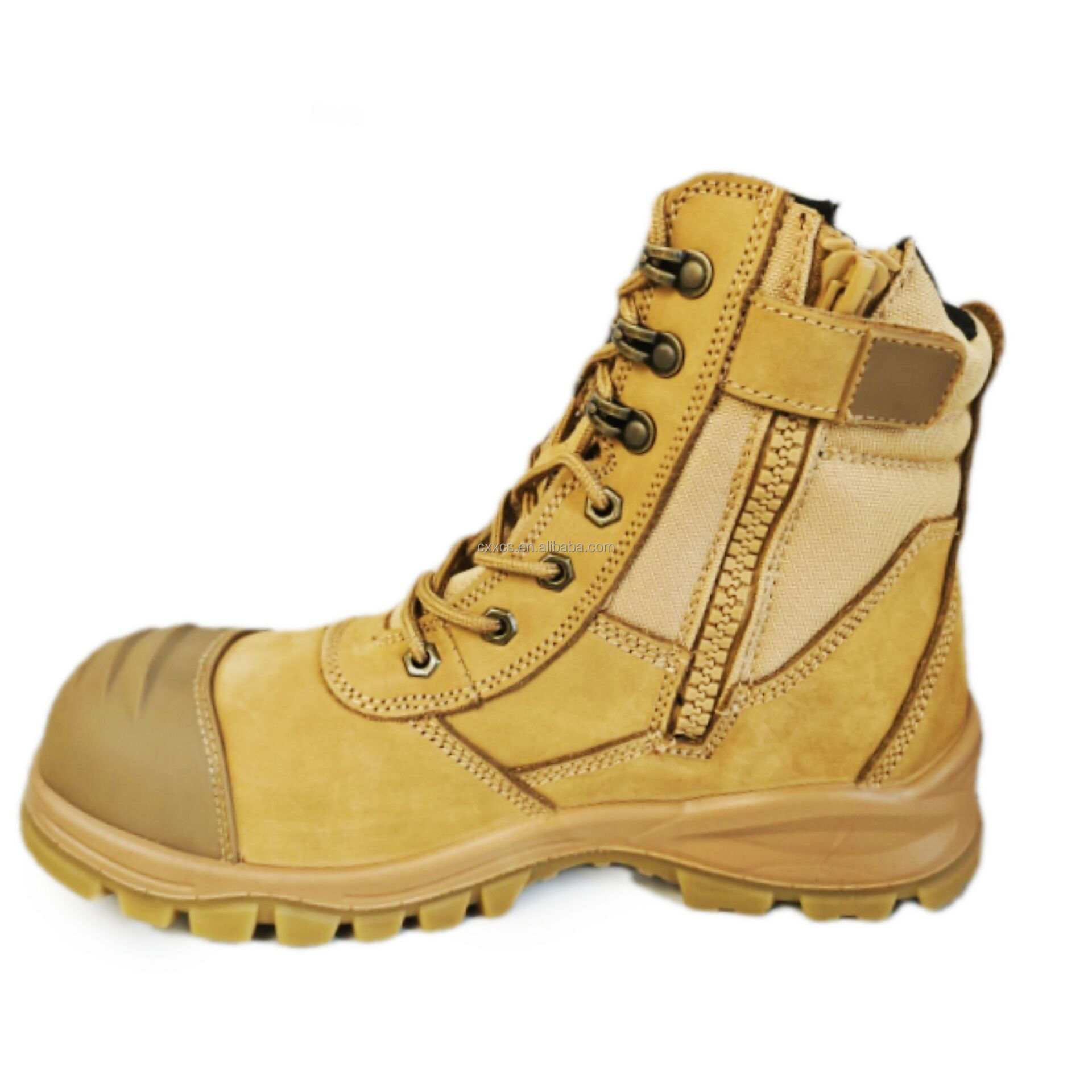 Safety Boots with Zipper Industrial Men Sport Utility Insulated Waterproof Site Sandstone Safety Shoes Wheat