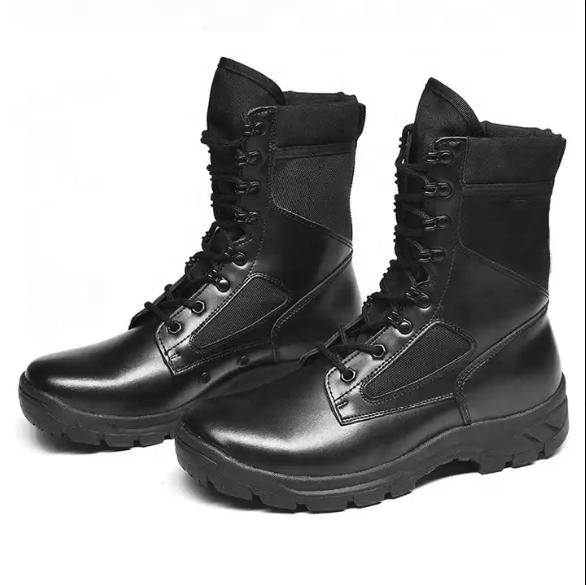 Genuine Black Leather Waterproof Shock Absorption Breathable Comfortable Tactical Boots