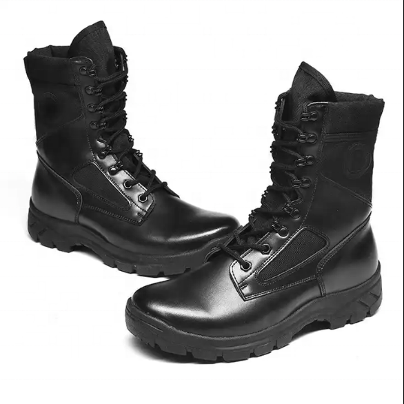 Genuine Black Leather Waterproof Shock Absorption Breathable Comfortable Tactical Boots