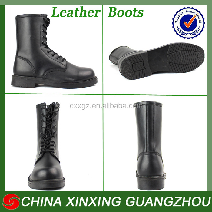 CHINA XINXING combat cow Leather Rubber Outsole anti slip Black Tactical Boots