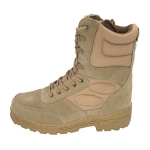 Side Zipper Stitched Tactical Desert Tan Men Boots