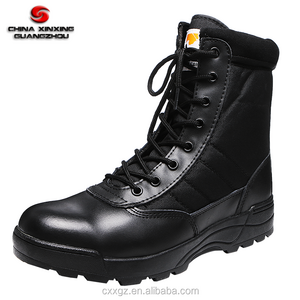 factory supplier wholesale black color rubber out sole durable men size leather tactical boots