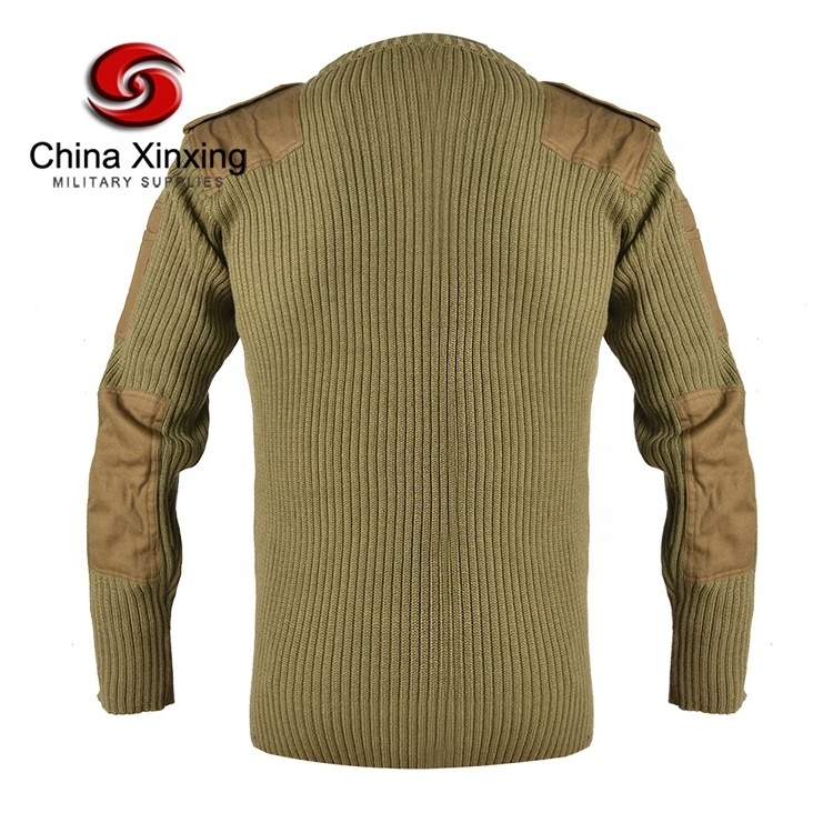 XINXING Wholesale Casual Anti-wrinkle V-neck Pullover YM17 Khaki Classic Woolen Winter Men Tactical Sweater