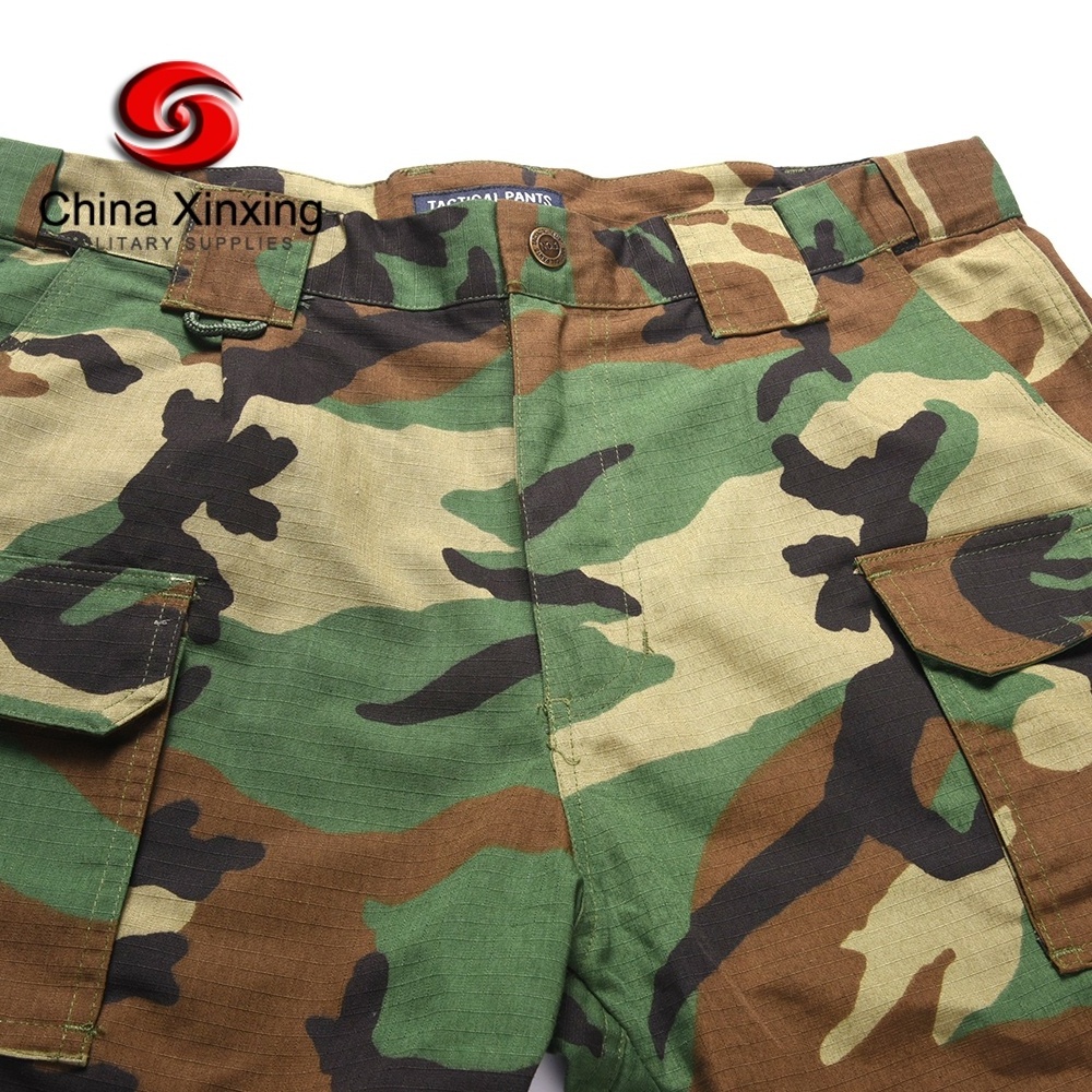 XINXING LD02 Custom Logo Factory Woodland Camouflage Polyester Cotton Camo Outdoor Combat Ripstop Tactical Pants For Men