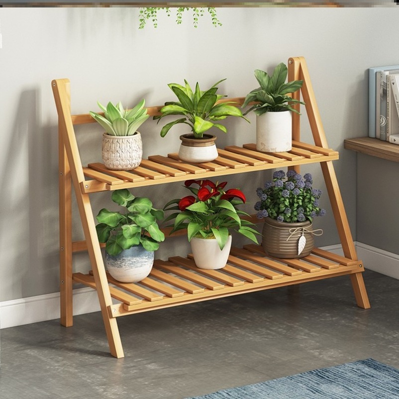 Wooden flowerpot rack for balcony decoration Plant storage hanger plant hanger