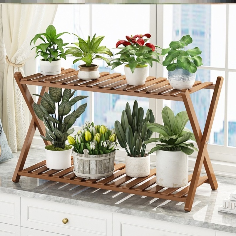 Wooden flowerpot rack for balcony decoration Plant storage hanger plant hanger