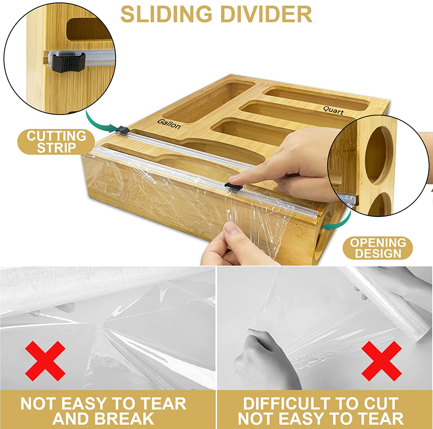 Sales applicable to kitchen drawer with cutter and label aluminum foil and wax paper dispenser and organizer