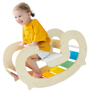 High sales wholesale balance board Climbing interactive wooden children's multi-functional rainbow rocking chair toys