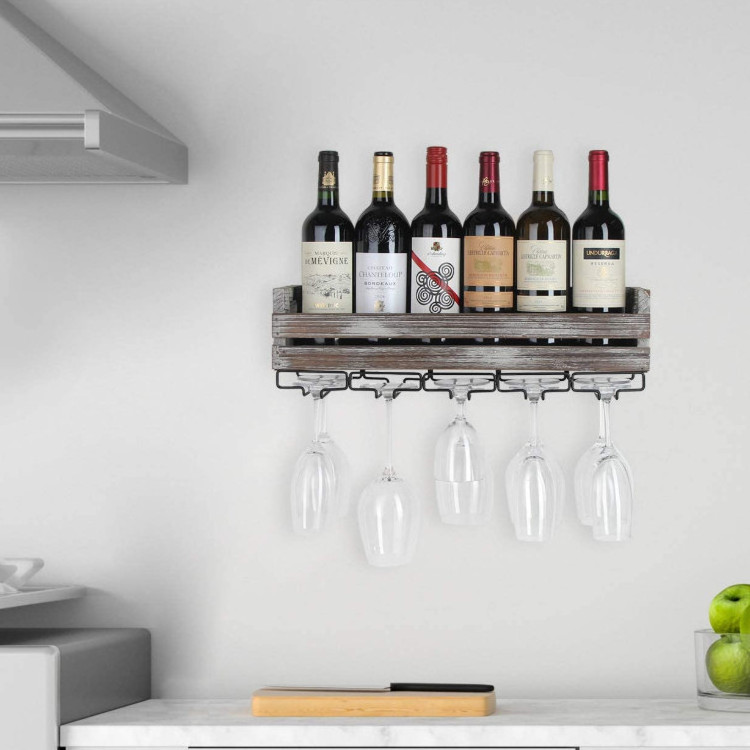 Best selling sturdy smooth home decorative metal glass holder wine rack wall wood