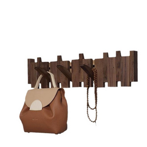 Solid wood coat hook piano keys invisible hook porch door Wooden nail coat rack hanging on the coat hanger wall