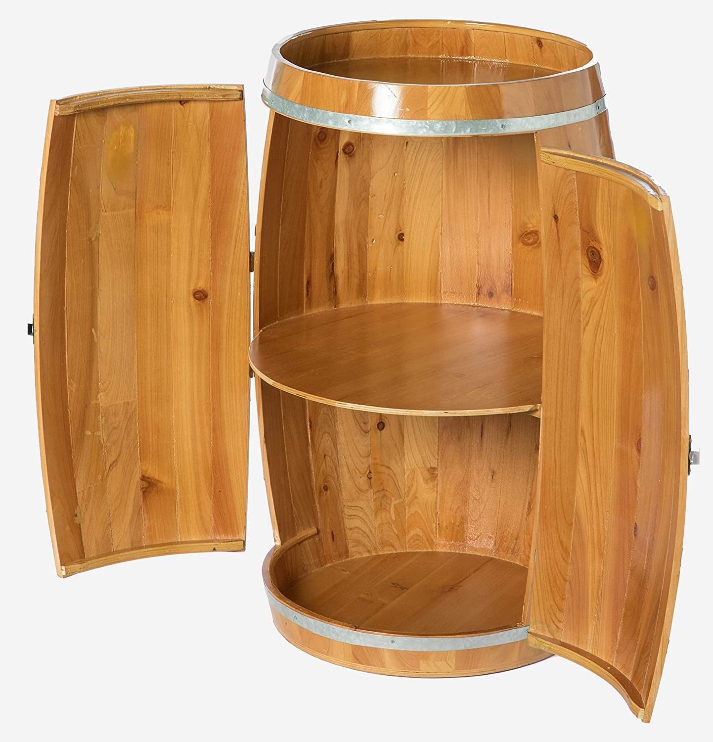 Wooden Wine Barrel Shaped Wine Holder Bar Storage Lockable Storage Cabinet Home Wine Bucket Whiskey Barrel