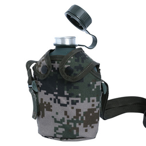 Outdoor tactical water bottle camouflage in stock  Aluminum kettle with belt for camping cantteen