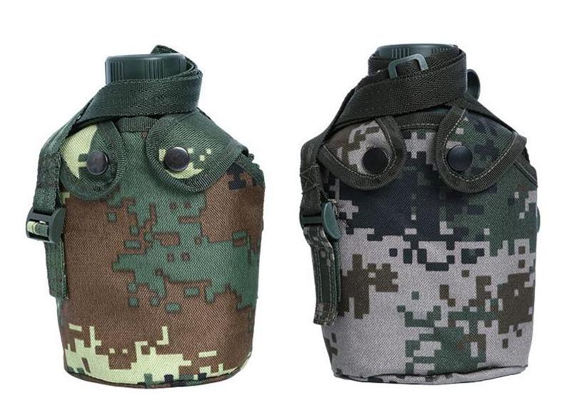 Outdoor tactical water bottle camouflage in stock  Aluminum kettle with belt for camping cantteen