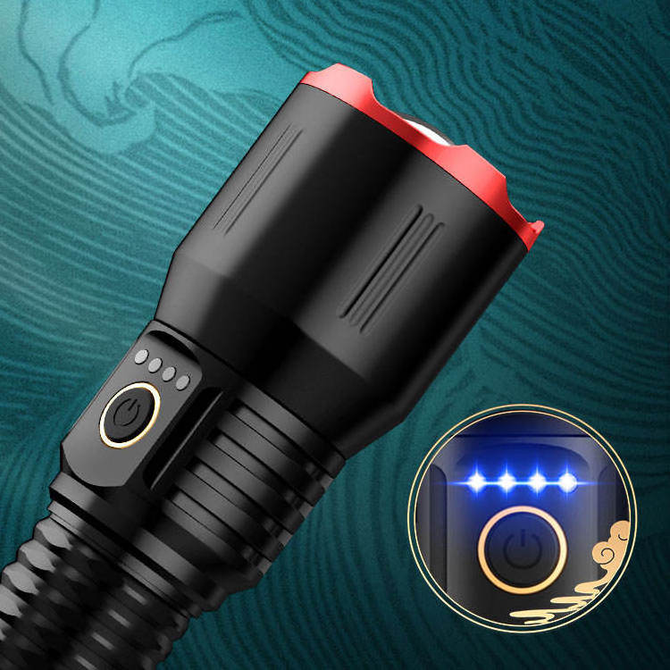 Outdoor Camping Rechargeable Torch Lighter Aluminum Alloy Tactical LED Flashlight