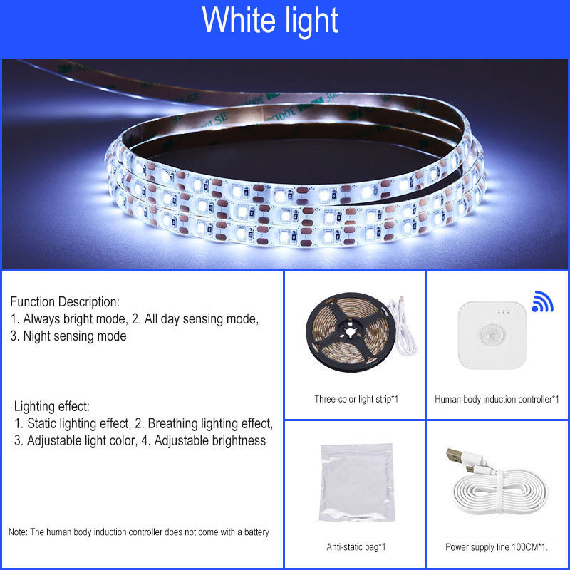 5v Battery Powered Operated Smart Motion Sensor Magnetic Led Strip Light For Cabinet Staircase