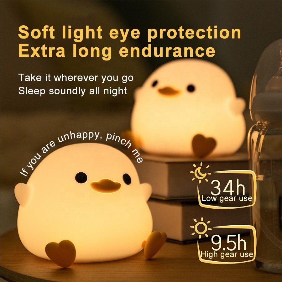 Cute Cartoon Animals Touch USB Rechargeable Lamp DoDo Doudou Duck Silicone LED Night Light for Kids Baby