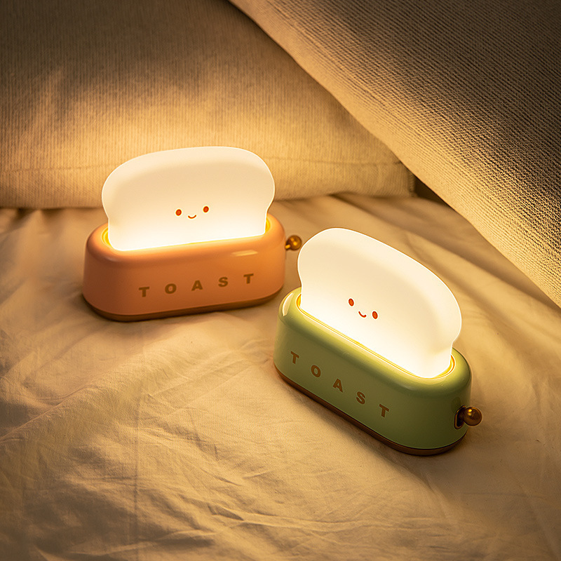 LED Bread Maker Night Light USB Charging Dimming Emotional Lights Bedroom Children Timing Sleeping Lamp Fun Switch Mood Light