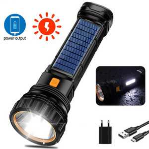 Solar Led Flashlight Lanterna Outdoor Long-range Torch Multi-function Emergency Power Bank Led Solar Flashlight