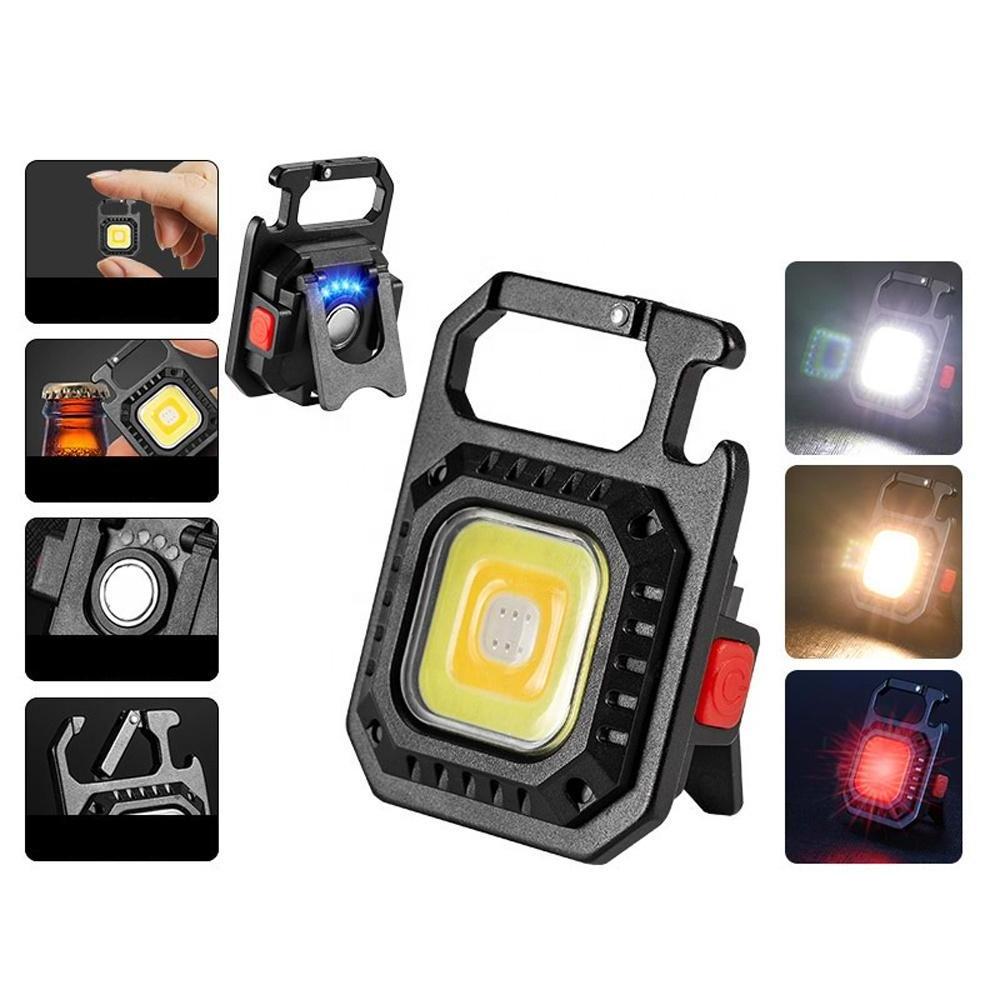 Multifunction 800Lumens Rechargeable COB Keychain light Mini Flashlight 3 Light Modes Portable Pocket Light