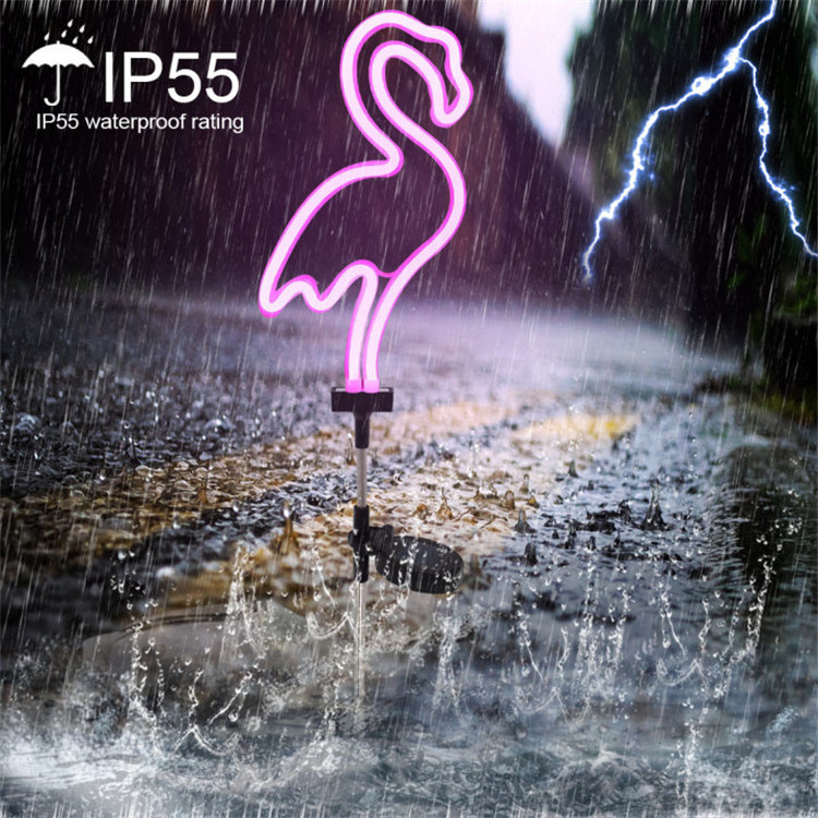 Solar Led Pink Flamingo Neon Lawn Lamp Garden Pathway Stake Lights For Patio Yard Walkway