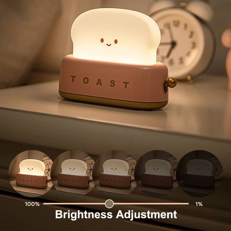 LED Bread Maker Night Light USB Charging Dimming Emotional Lights Bedroom Children Timing Sleeping Lamp Fun Switch Mood Light