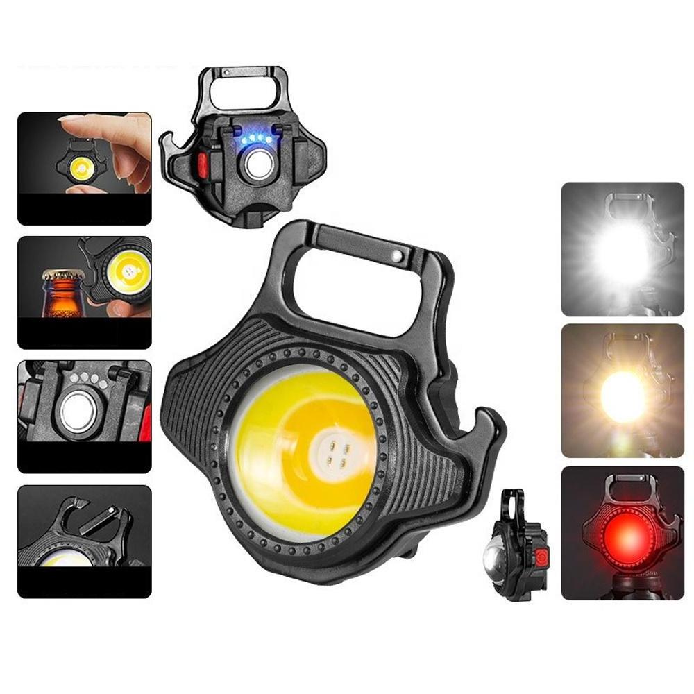 Multifunction 800Lumens Rechargeable COB Keychain light Mini Flashlight 3 Light Modes Portable Pocket Light