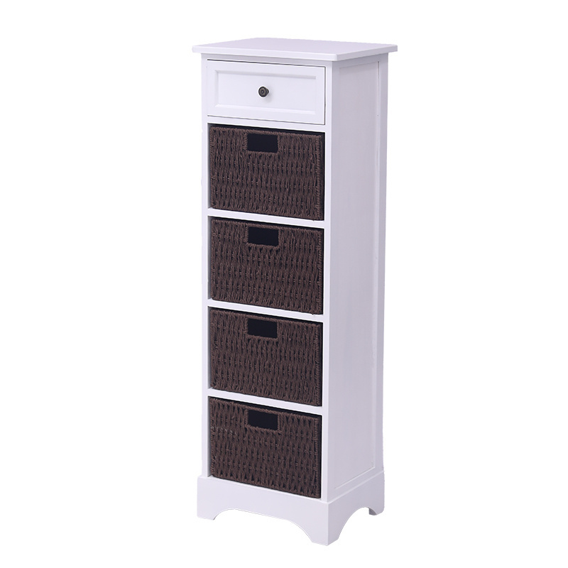 Home Furniture Living Room Customized Wooden Storage Cabinet With Drawer And Four Baskets