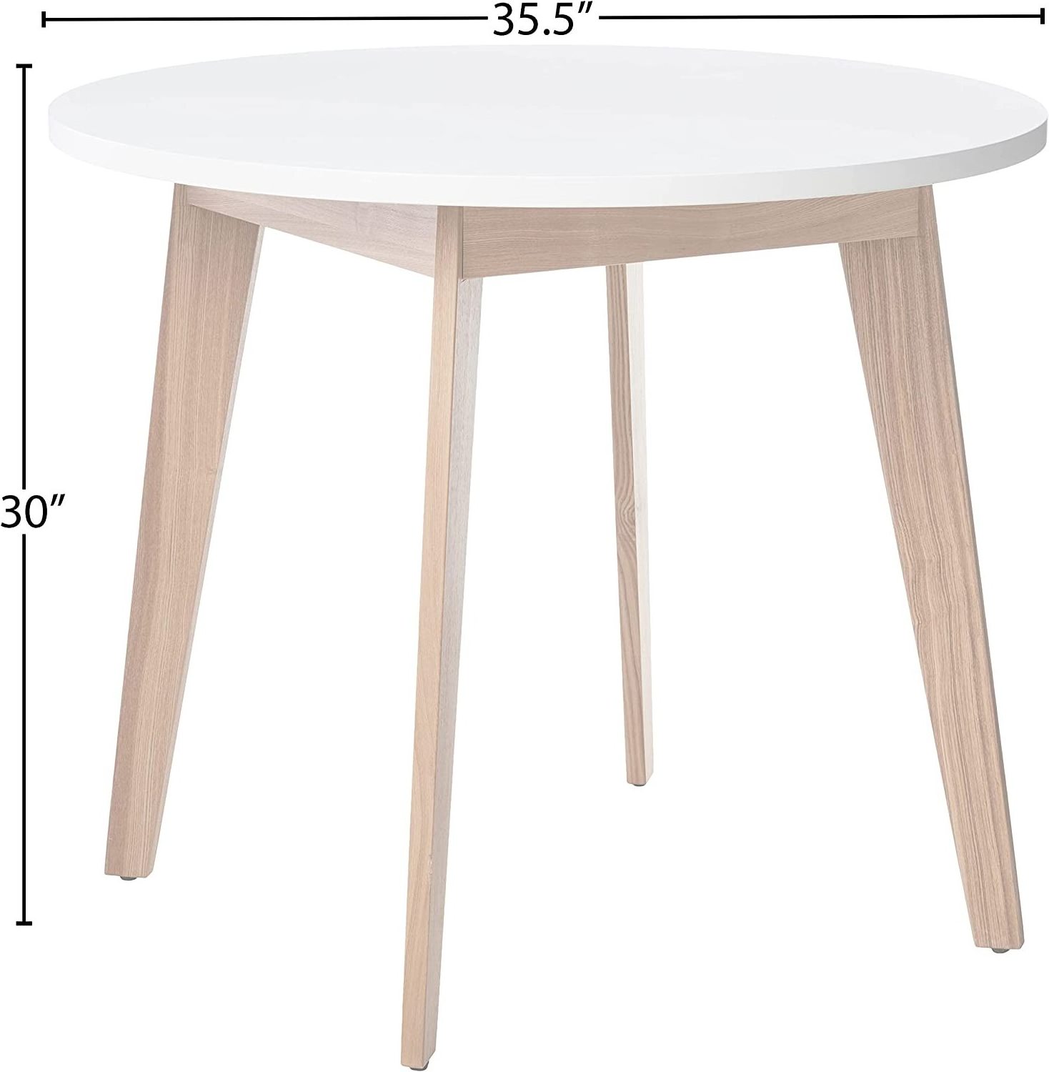 round white solid wood and MDF coffee table with pine wood legs