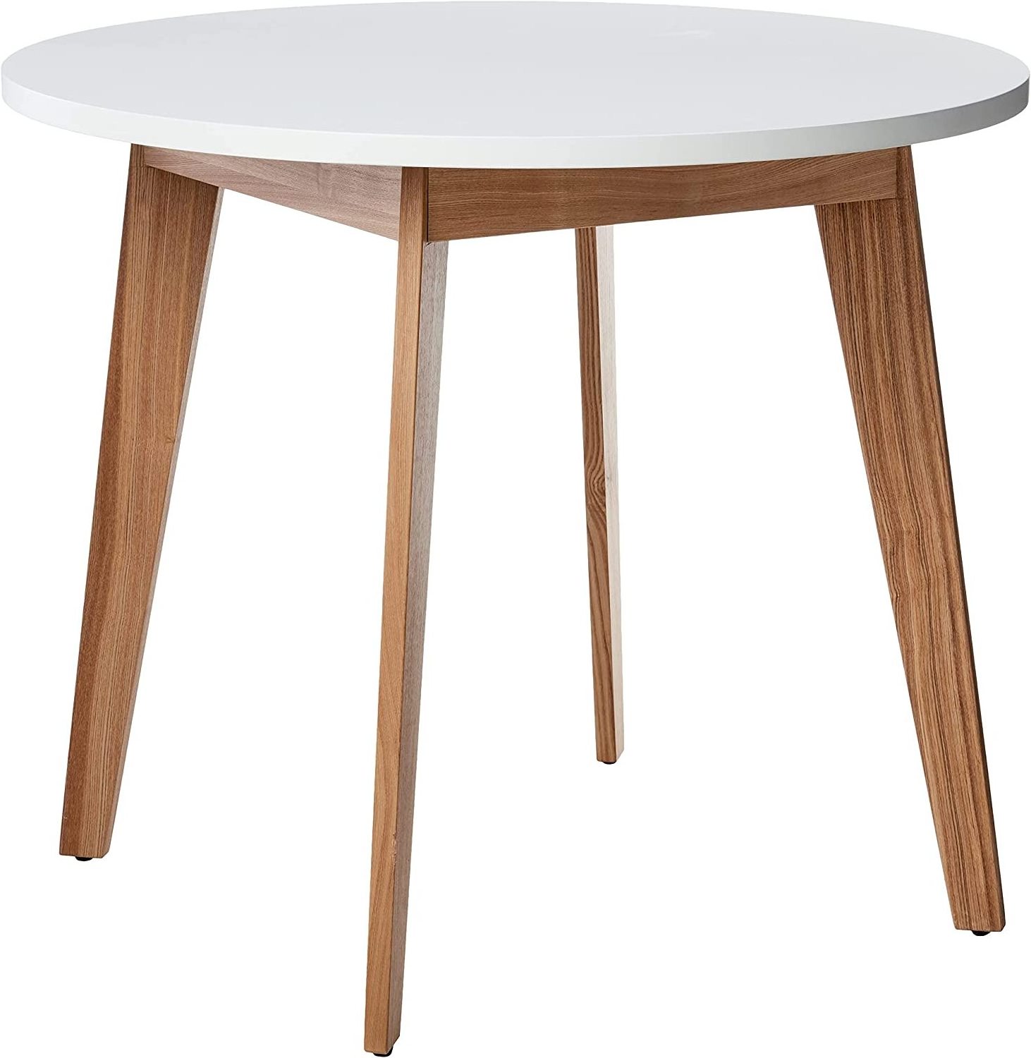 round white solid wood and MDF coffee table with pine wood legs