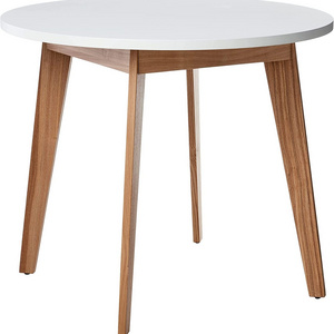 round white solid wood and MDF coffee table with pine wood legs