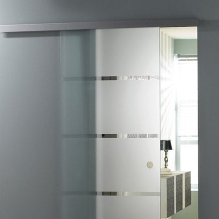 4.9FT/6FT/6.6FT Aluminium Alloy Frameless Brushed Glass Shower Sliding Barn Door Hardware Hidden Track Kit