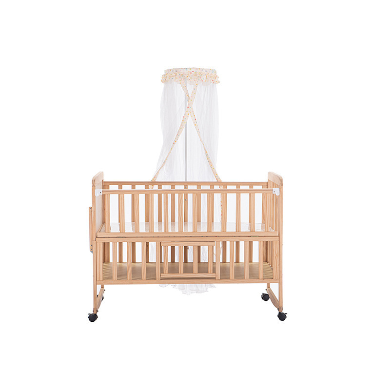 New wooden pine kid toddler bedding for girls frame adjustable baby swing bed for baby  with mosquito net with guardrail beds