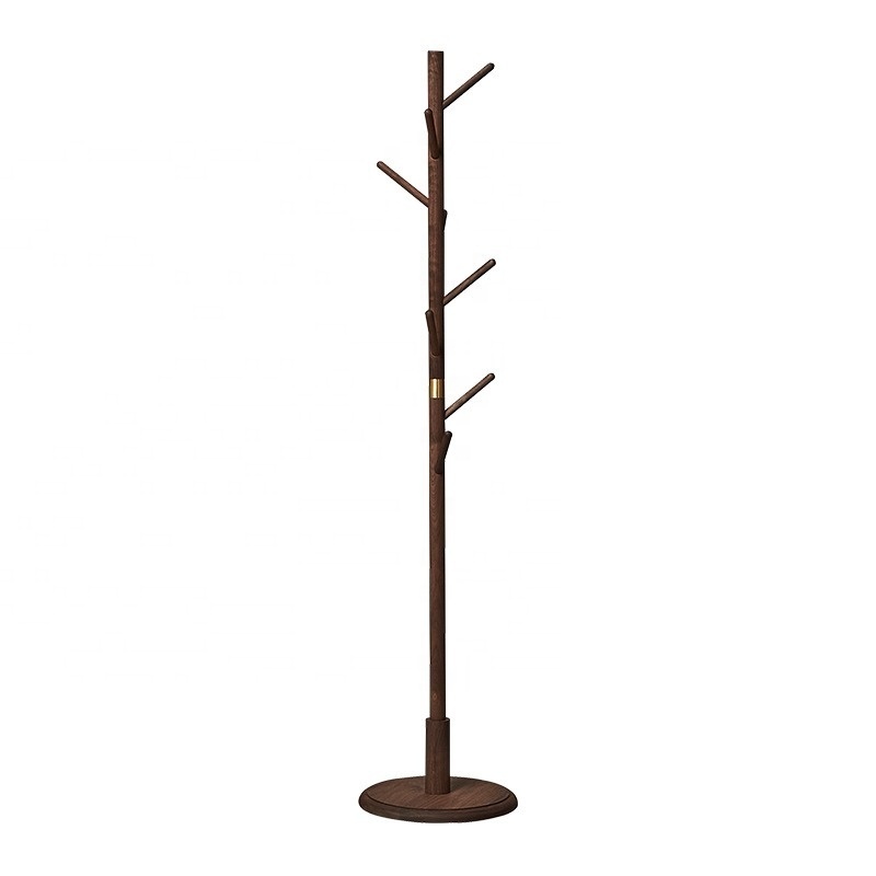 New Chinese style coat rack Bedroom black walnut floor rack vertical solid wood clothes rack household hangers