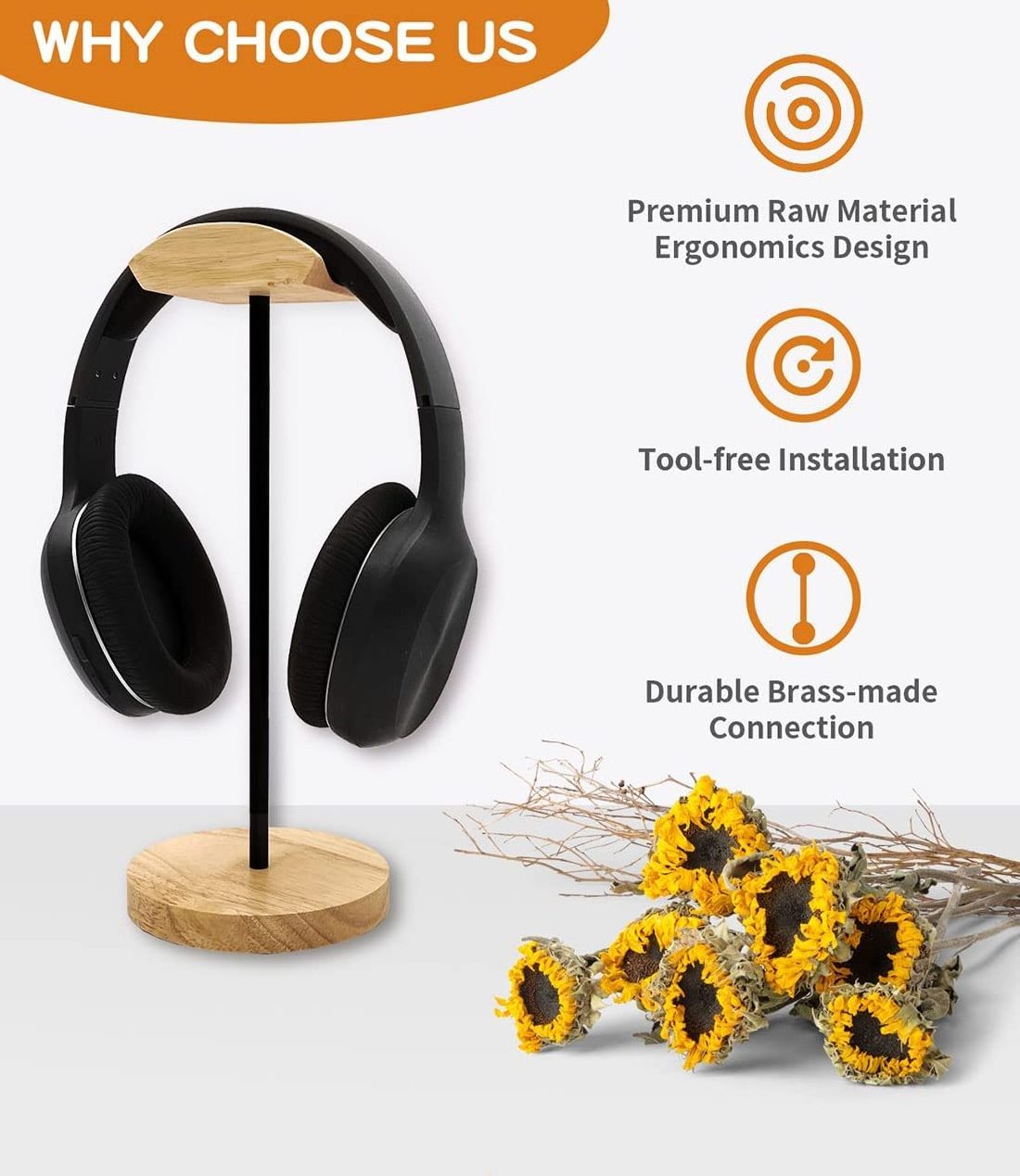 Headphone Stand Nature Wood