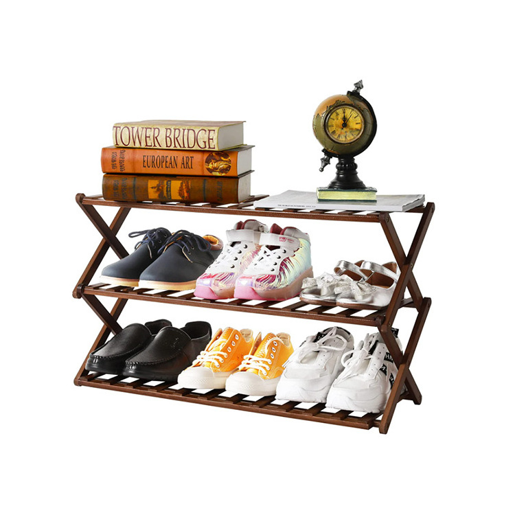 Bamboo Shoe Rack For Closet Entryway 3 Tier Shelf Stackable Sturdy Heavy Duty Large Free Standing Closet Shoe Organizer