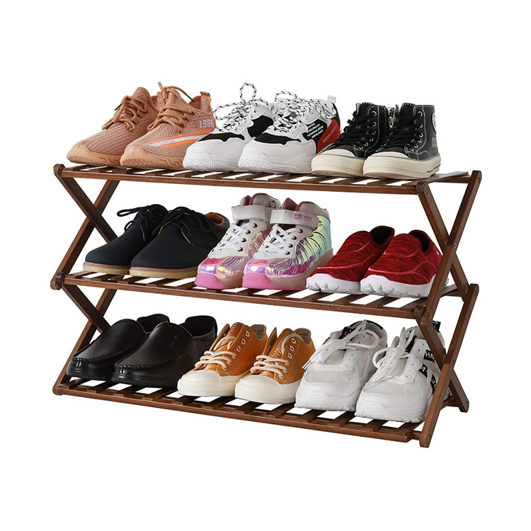 Bamboo Shoe Rack For Closet Entryway 3 Tier Shelf Stackable Sturdy Heavy Duty Large Free Standing Closet Shoe Organizer