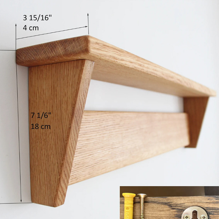 Customized Solid Wood Oak Shelf Coat Hooks Entryway Hallway Or Mudroom Wall Coat Rack With Shelf