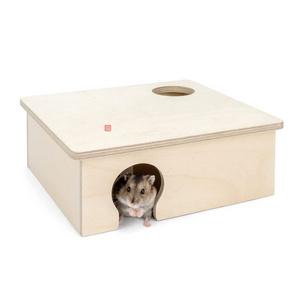 Pet Chinchilla Hut Hideout Natural Wooden Small Animal Wooden Hamster House