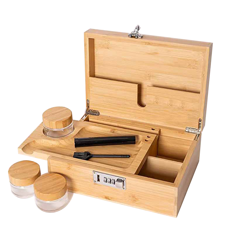 Nature Bamboo Wooden Herb Stash Box Wooden Stash Tobacco And Herbal Storage Gift Box