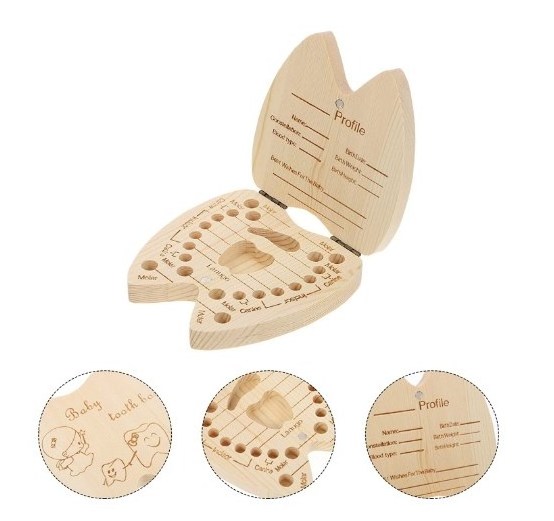 Memory Collection Teeth Storage Container Tooth Fairy Box Wooden Tooth Keepsake Box Baby Tooth Save Box