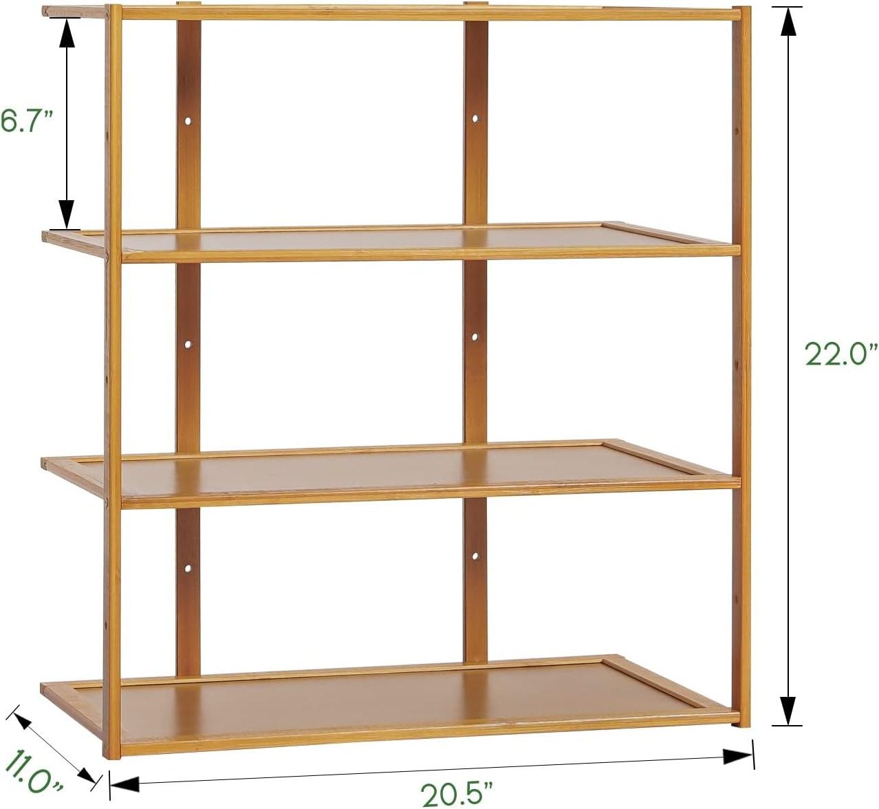 Bamboo 4 Tier Shoe Rack Vertical Shoe Storage  Stand Space Saving Shoe Organizer for Corner Bedroom Living Room,Brown