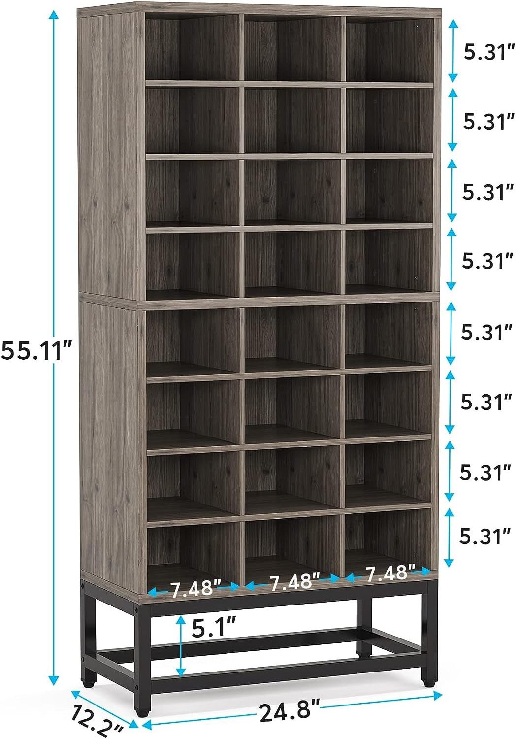 ZhongHuan 8-Tier Tall Shoe Rack Shelf Cubby Storage Cabinet