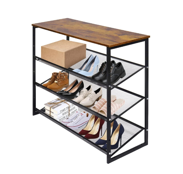 Garden 4 you 4-Tiers Shoe Storage Freestanding Organizer Modern 25.2 in Tilting Adjustable Shoe Rack for High Heels