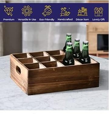 Farmhouse Wooden Crates for Display Crates for Decoration, Boxes with Carrying Handles, Small Rustic Wood Crates