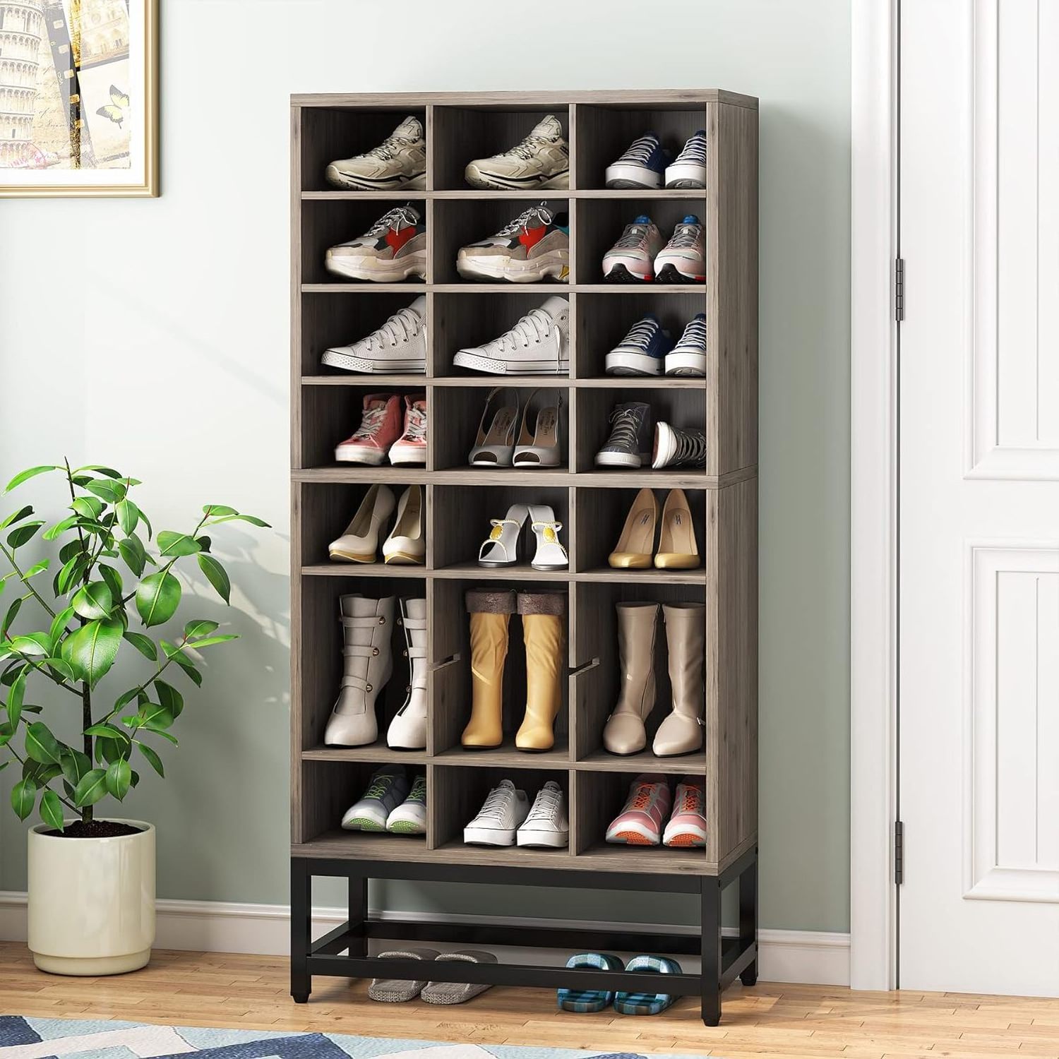 ZhongHuan 8-Tier Tall Shoe Rack Shelf Cubby Storage Cabinet