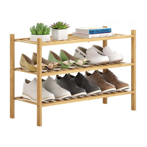 Zhonghuan Brand Bamboo Shoe Rack Stackable Shelf Storage Organizer Hallway and Closet Sturdy Freestanding Shoe Shelf Natural