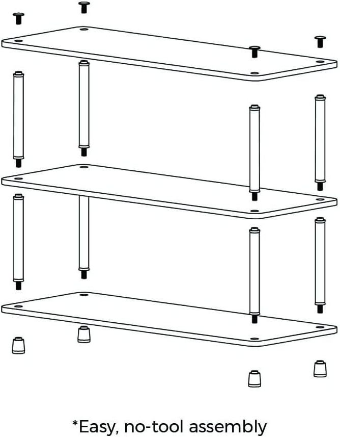 3-Tier Shelf Organizer Unit for Shoes, Accessories, Hats, Purses, Bags, in Entryway or Closet, Wood Shelves with Metal Frame,