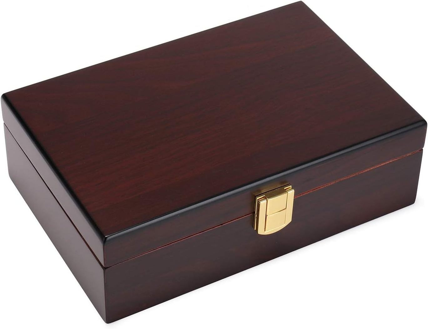 Travel Cigar Humidor Box, Cedar Wood Lined Cigar Box with Clasp Lock and Humidifier, Walnut , Great Gift for Men