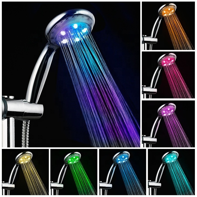 ZHUOAO 7 color light changing led hand held shower head bathroom faucet accessories colorful with lights rainbow